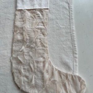 Handmade Christmas stocking with pink designer fabric